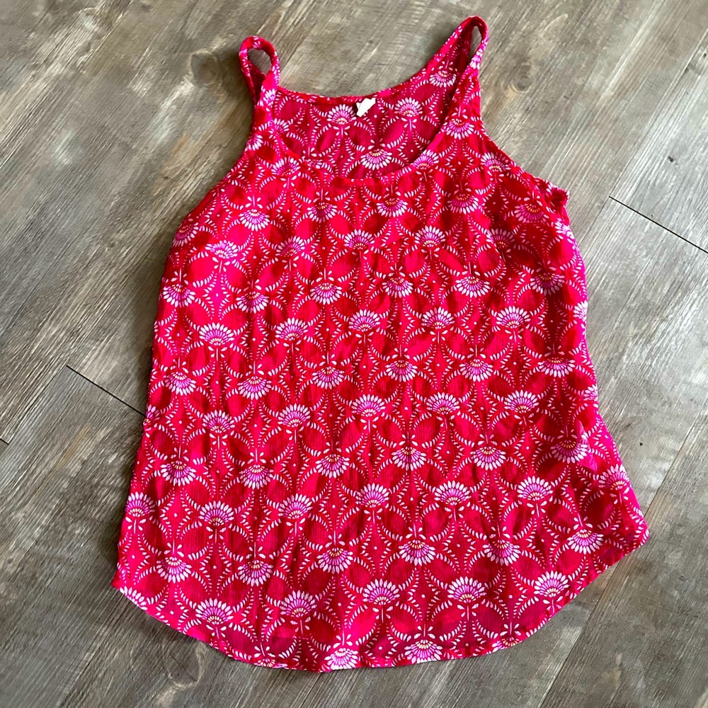 Old Navy Sheer Pink Tank Top with Print (M)